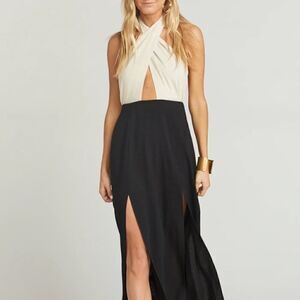 Show Me Your MuMu Dress “Millie” Maxi Cross Over Halter Open Back NWT Sm…